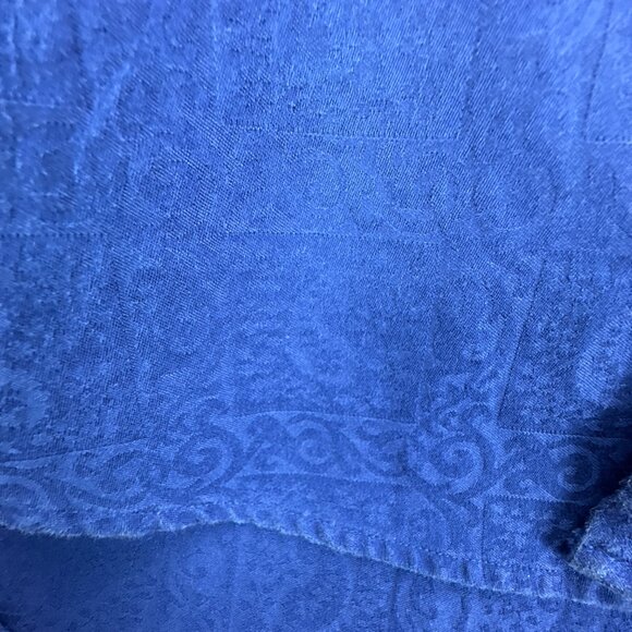Robert Graham Shirt Medium Blue Jacquard‎ Cotton Flip Cuff Embroidered Trim - Picture 5 of 16